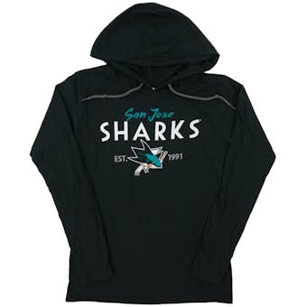 San Jose Sharks Soft As A Grape Black Womens Hooded Long Sleeve Tee Shirt (Womens X-Large)