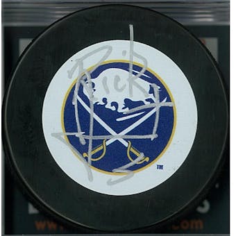 Rick Jeanneret Autographed Buffalo Sabres Throwback Puck
