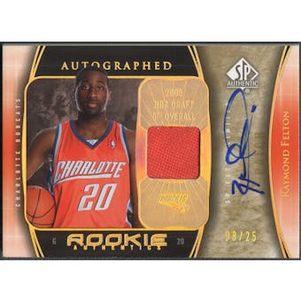 2005/06 SP Authentic #95 Raymond Felton Limited Extra Rookie Patch Auto #08/25