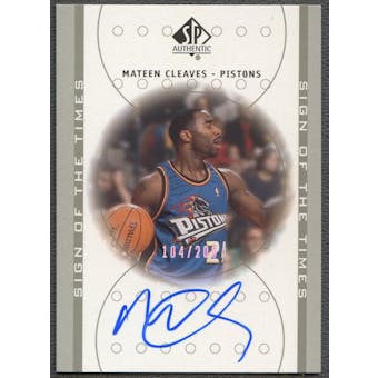 2000/01 SP Authentic #MC Mateen Cleaves Sign of the Times Platinum Rookie Auto #104/200