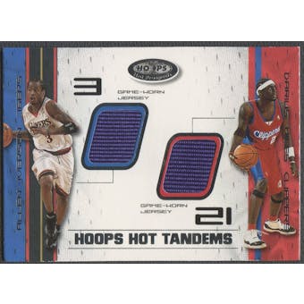 2001/02 Hoops Hot Prospects #13 Allen Iverson & Darius Miles Hot Tandems Jersey #083/100