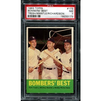1963 Topps Baseball #173 Bombers' Best (Mickey Mantle) PSA 7 (NM) *3173