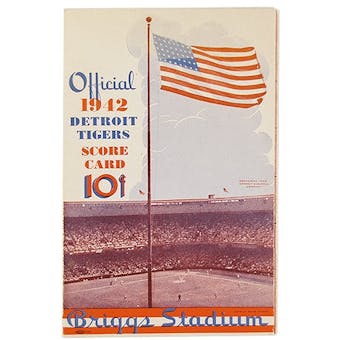 1942 Detroit Tigers Official Scorecard Briggs Stadium