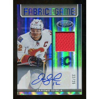 2012/13 Panini Certified Fabric of the Game Mirror Blue Jersey Autographs #83 Jarome Iginla Autograph /25
