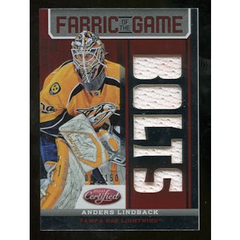2012/13 Panini Certified Fabric of the Game Mirror Red Jersey Team Die Cut #49 Anders Lindback /150