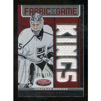 2012/13 Panini Certified Fabric of the Game Mirror Red Jersey Team Die Cut #62 Jonathan Bernier /150