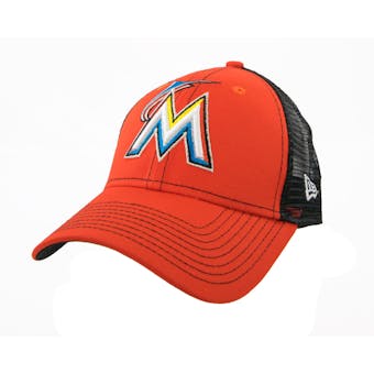 Miami Marlins New Era 9Forty Orange Bold Mesher Adjustable Hat (Adult OSFA)