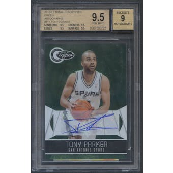 2010/11 Totally Certified #117 Tony Parker Green Auto #1/5 BGS 9.5