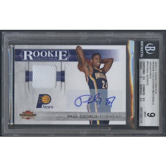 2010/11 Panini Threads #10 Paul George Rookie Collection Materials Signatures Jersey Auto #15/50 BGS 9
