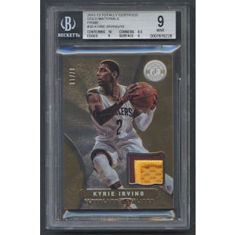 2012/13 Totally Certified #30 Kyrie Irving Rookie Gold Materials Prime Patch #07/10 BGS 9