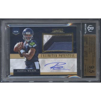 2012 Panini Prominence #15 Russell Wilson Unlimited Potential Rookie Patch Auto #03/15 BGS 9.5