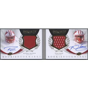 2012 Exquisite Collection #RBMRN Russell Wilson & Nick Toon Rookie Bookmark Jersey Auto #03/50