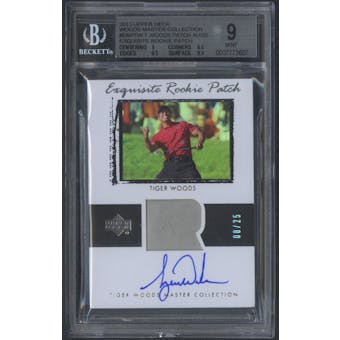 2013 Upper Deck Tiger Woods Master Collection #ERPTW Tiger Woods Exquisite Patch Auto #08/25 BGS 9