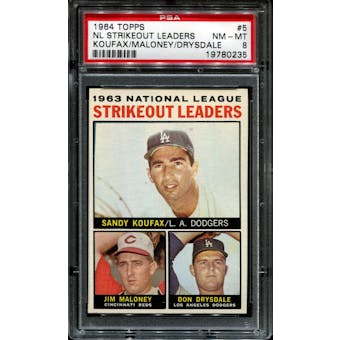 1964 Topps Baseball #5 NL Strikeout Leaders PSA 8 (NM-MT) *0235