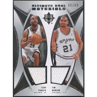 2007/08 Ultimate Collection #DDP Tim Duncan & Tony Parker Materials Dual Jersey #30/99