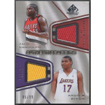 2007/08 SP Game Used #RB Zach Randolph & Andrew Bynum Authentic Fabrics Dual Jersey #95/99