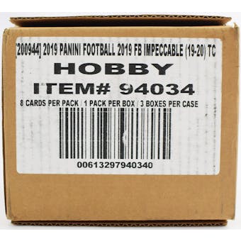 2019 Panini Impeccable Football Hobby 3-Box Case