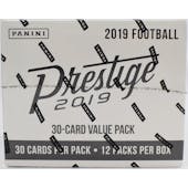 2019 Panini Prestige Football Jumbo Value 12-Pack Box