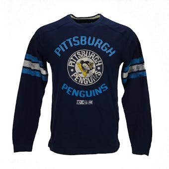 Pittsburgh Penguins CCM Reebok Navy Name & Logo Applique L/S Tee Shirt (Adult XXL)