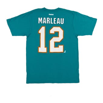 San Jose Sharks #12 Patrick Marleau Reebok Teal Name & Number Tee Shirt (Adult L)