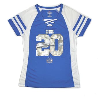 Detroit Lions Barry Sanders Majestic Blue HOF Draft Him VII V-Neck Tee Shirt