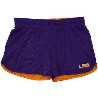 LSU Tigers Colosseum Womens Reversible Purple & Gold Twist Mesh Shorts (Womens L)