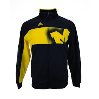 Michigan Wolverines Adidas Navy Climawarm Player Warmup Full Zip Track Jacket (Adult M)