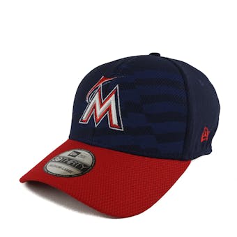 Miami Marlins New Era Navy 39Thirty Stars & Stripes Flex Fit Hat (Adult L/XL)