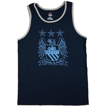 Manchester City F.C Majestic Navy Crest Tank Top (Adult S)