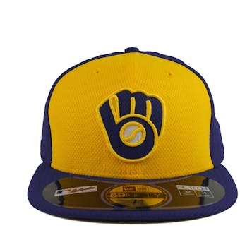 Milwaukee Brewers New Era Diamond Era 59Fifty Fitted Royal & Yellow Hat (7 3/4)