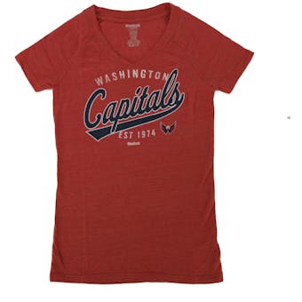 Washington Capitals Reebok Red Dual Blend V-Neck Tee Shirt (Womens XL)
