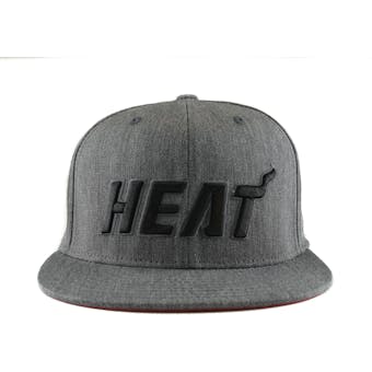 Miami Heat Adidas NBA Grey Fitted Flat Visor Flex Hat