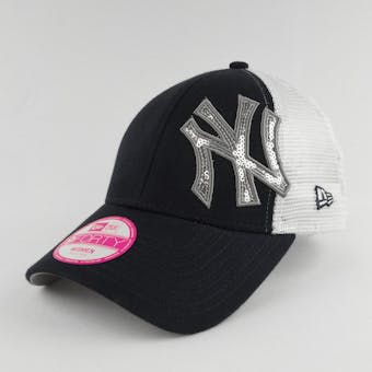 New York Yankees New Era 9Forty Navy Sequin Shimmer Adjustable Hat (Womens OSFA)