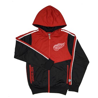 Detroit Red Wings Old Time Hockey Chaser Red & Black Full Zip Hoodie (Adult S)