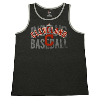 Cleveland Indians Majestic Charcoal Gray Valiant Victory Tank Top (Adult S)