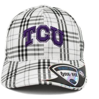 TCU Horned Frogs Top Of The World Flux Plaid Grey & White One Fit Flex Hat (Adult One Size)