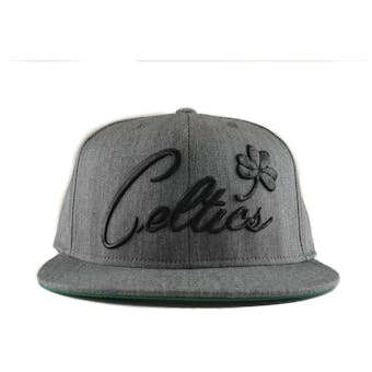 Boston Celtics Adidas NBA Grey Fitted Flat Visor Flex Hat (Adult S/M)