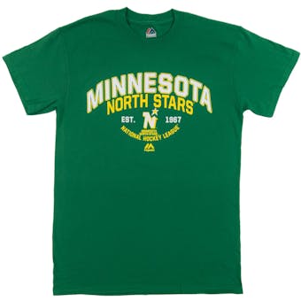 Minnesota North Stars Majestic Green Jersey History Tee Shirt (Adult L)