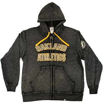 Oakland Athletics Majestic Charcoal Gray Reckoning Force Full Zip Fleece Hoodie (Adult M)