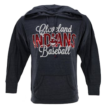 Cleveland Indians Majestic Heather Navy All Star Act Pullover Hoodie (Womens L)