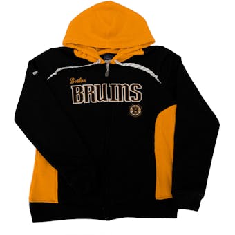 Boston Bruins Reebok Black & Yellow Full Zip Fleece Hoodie (Womens L)