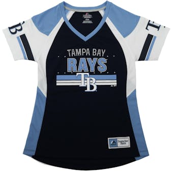Tampa Bay Rays Majestic Navy Glowing Play Womens V-Neck Tee Shirt (Womens M)