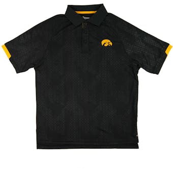 Iowa Hawkeyes Colosseum Black Gridlock Chiliwear Performance Polo Shirt (Adult M)