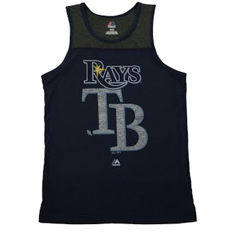 Tampa Bay Rays Majestic Navy & Charcoal In The Glove Tank Top (Adult S)