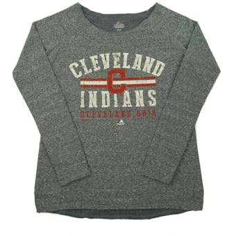 Cleveland Indians Majestic Heather Navy Neat Cleats Loose Neck Womens Sweatshirt (Womens XXL)