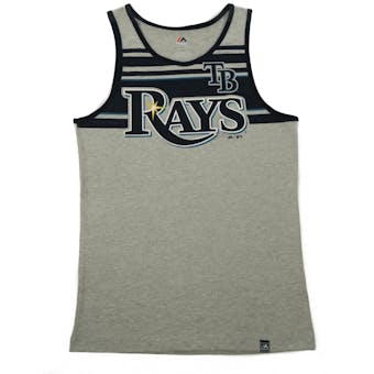 Tampa Bay Rays Majestic Gray Sweeping Series Tank Top (Adult S)