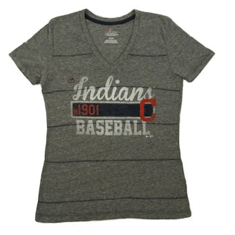 Cleveland Indians Majestic Gray Scoreboard Scorcher V-Neck Tee Shirt