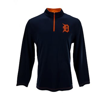 Detroit Tigers Majestic Navy Ready & Willing 1/4 Zip Long Sleeve Shirt