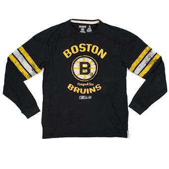 Boston Bruins CCM Reebok Black Name & Logo Applique L/S Tee Shirt