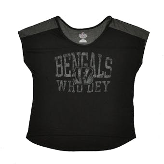 Cincinnati Bengals Majestic Black & Grey Play For Me Tee Shirt (Womens M)